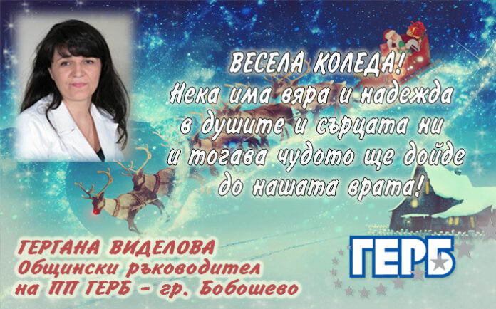 Гергана Виделова, лидер на ГЕРБ-Бобошево: Веселие и усмивки, любов и много топлина в коледната нощ!