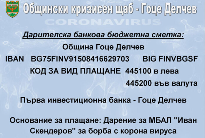 Призив на Общинския кризисен щаб в Гоце Делчев