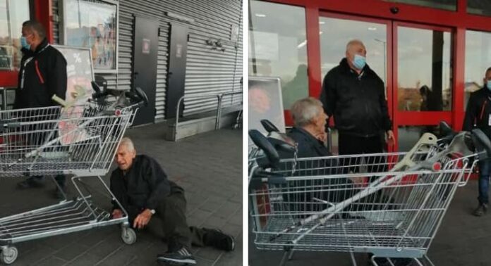 Възрастен мъж падна на земята след отказ да го допуснат в търговска верига