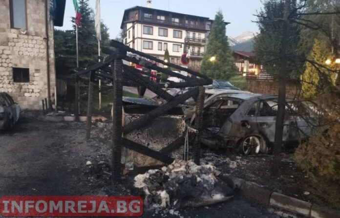 Пожарът, унищожил 6 леки автомобила в Банско, е тръгнал от контейнери за смет