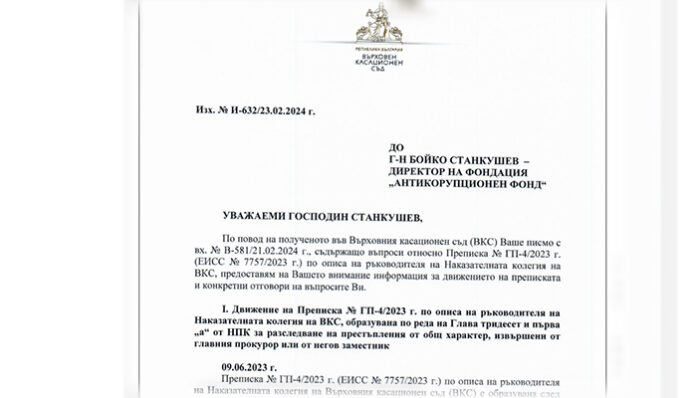 АКФ: Анонимен свидетел по преписката срещу Борислав Сарафов е получил заплашително писмо