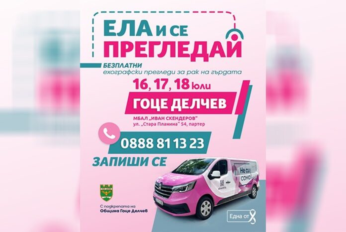 Фондация „Нана Гладуиш – Една от 8“ предлага прегледи за рак на гърдата в Гоце Делчев