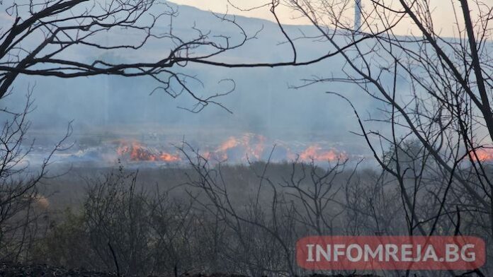 Голям пожар лумна при гара Кочериново