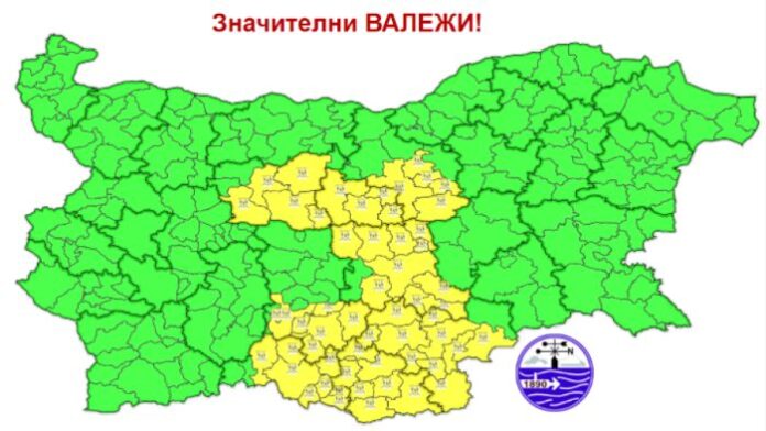 Жълт код за валежи в събота