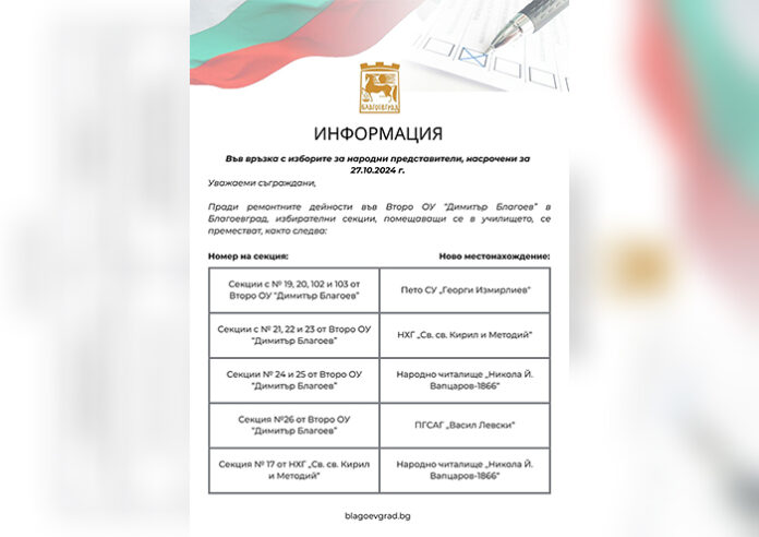 Местят 11 секции в Благоевград заради ремонтни дейности