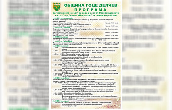 Неврокоп (Гоце Делчев) отбелязва 107 години свобода