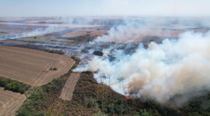 Пожар пламна в района между Мизия и с. Войводово