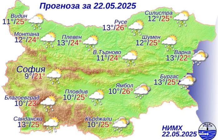 Слънце и дъжд се редуват в четвъртък