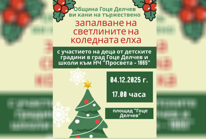 Коледната елха в Гоце Делчев грейва на 4 декември