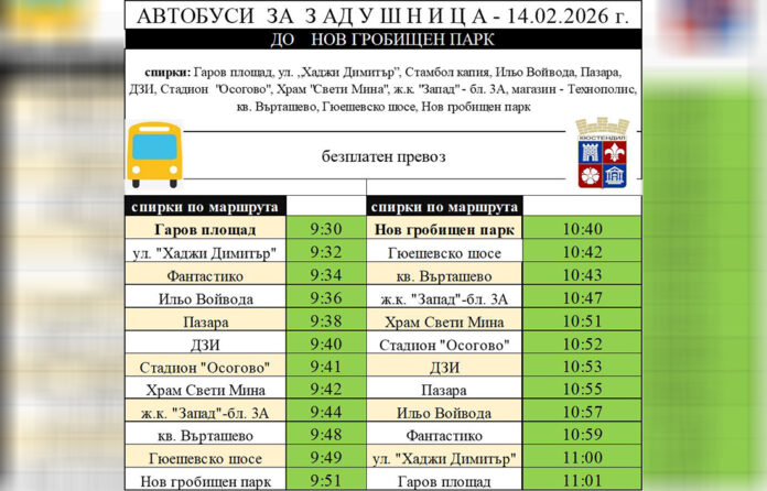 Община Кюстендил въвежда временна организация на движението и безплатен транспорт за Голяма задушница