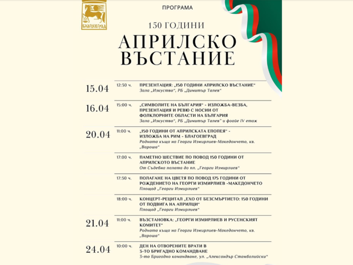 Шествие, концерт, възстановка и изложби в Благоевград за 150-годишнината от Априлското въстание